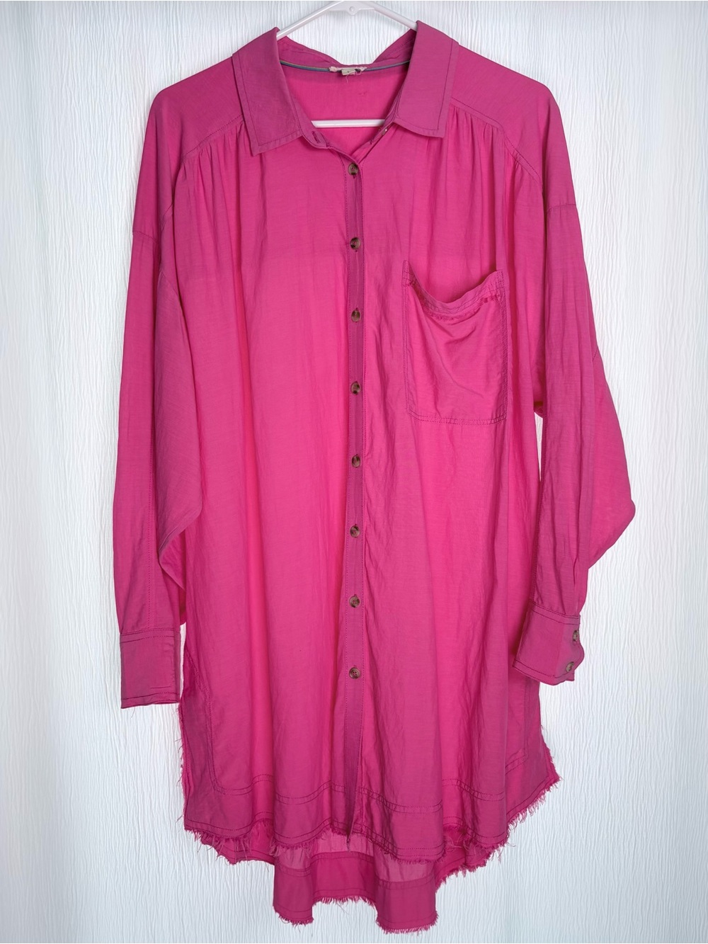Pilcro Shirt Dress, Midi Length, Frayed Details,  Size Large